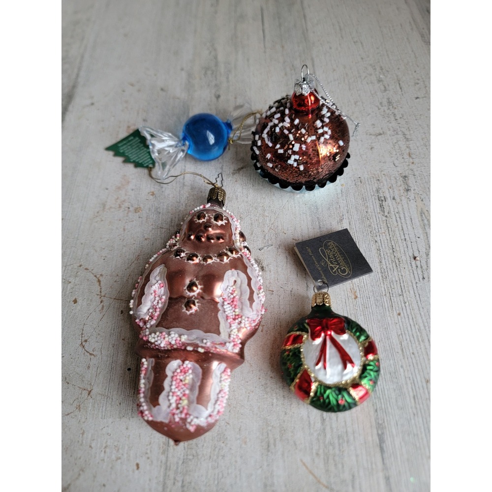 Vintage glass candy Gingerbread‎ cupcake ornament Xmas set unique